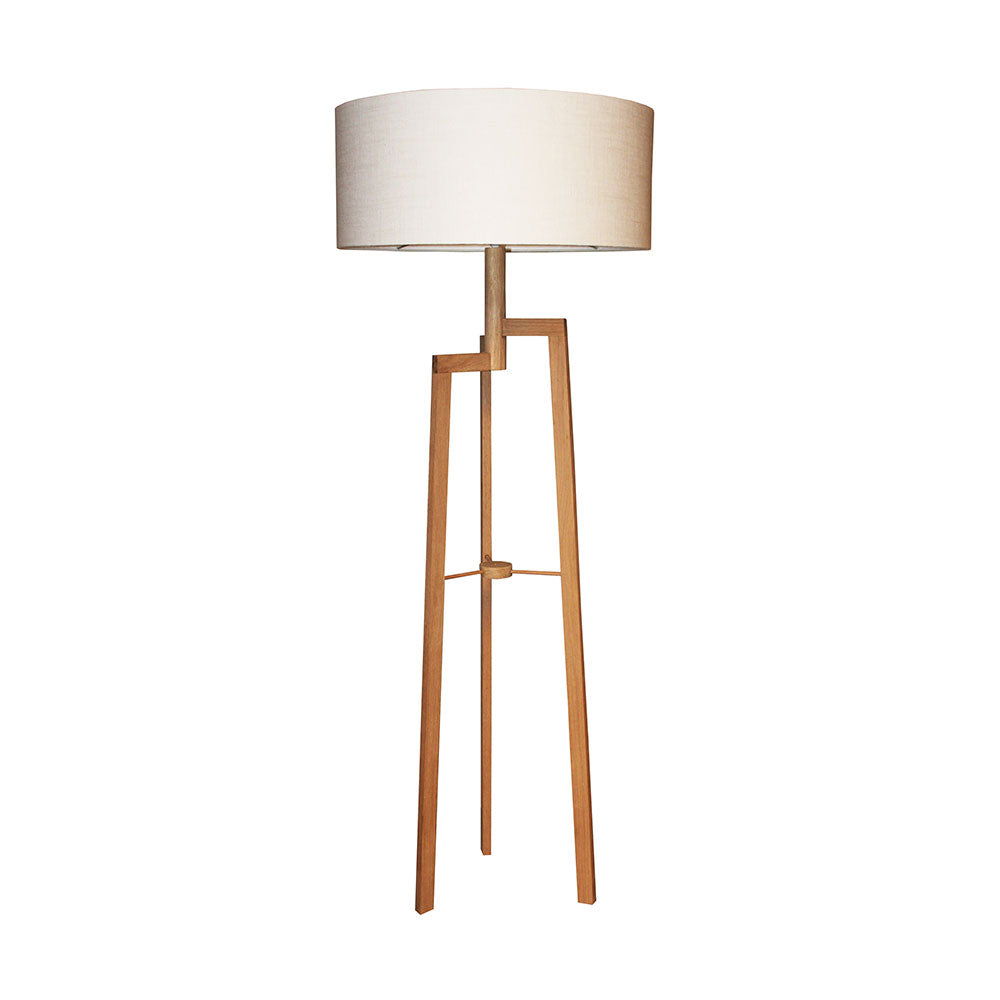 Wire World Wooden Jaggered Floor lamp With White Shade - Natural