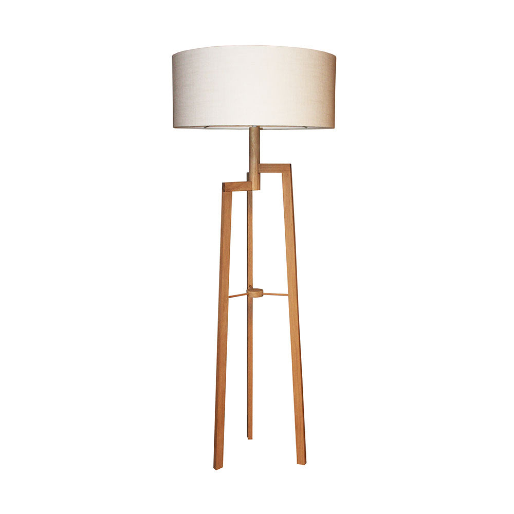 Wooden Jaggered Floor lamp With White Shade - Natural