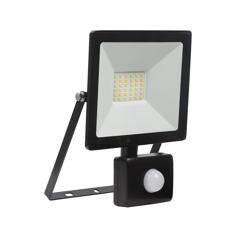 LED Floodlight with Sensor 30W 2250lm Warm White - Black