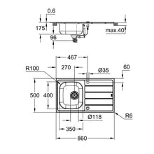 Load image into Gallery viewer, Grohe K200 Single Bowl Inset Sink Stainless Steel
