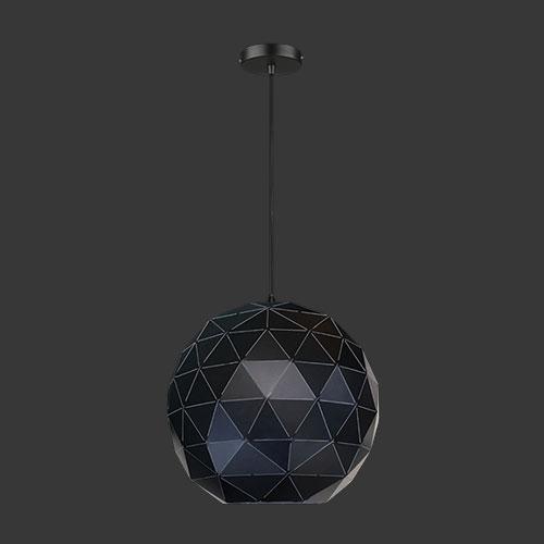 K. Light Laser Cut Large Metal Ball Pendant - Matt Black