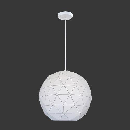 K. Light Laser Cut Large Metal Ball Pendant - Matt White