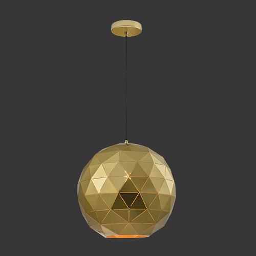 K. Light Laser Cut Large Metal Ball Pendant - Satin Gold
