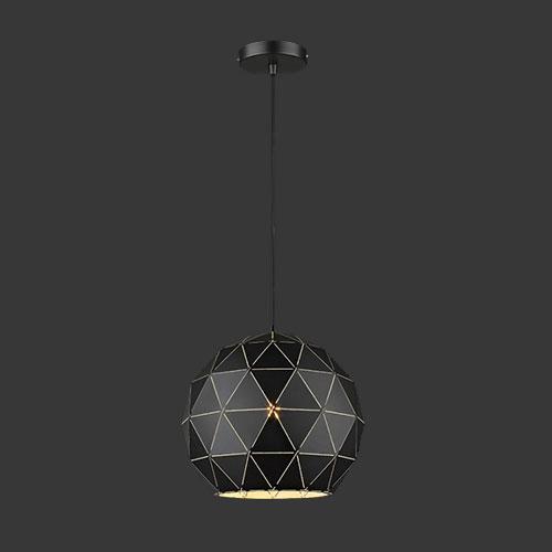 K. Light Laser Cut Medium Metal Ball Pendant - Matt Black