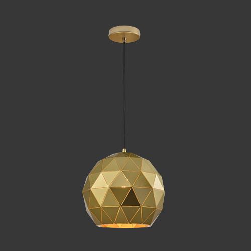 K. Light Laser Cut Medium Metal Ball Pendant - Satin Gold