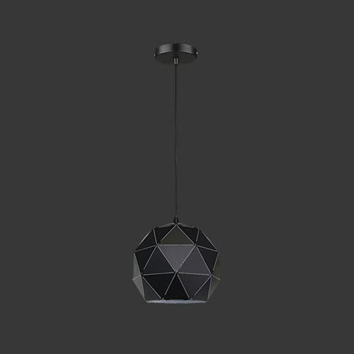 K. Light Laser Cut Small Metal Ball Pendant - Matt Black