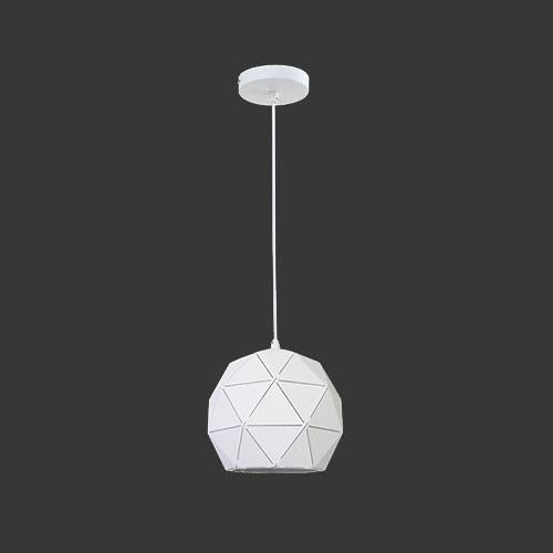 K. Light Laser Cut Small Metal Ball Pendant - Matt White
