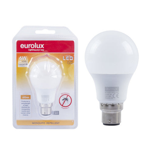 Eurolux LED Mosquito Repellant Globe B22 6W 200lm - Orange