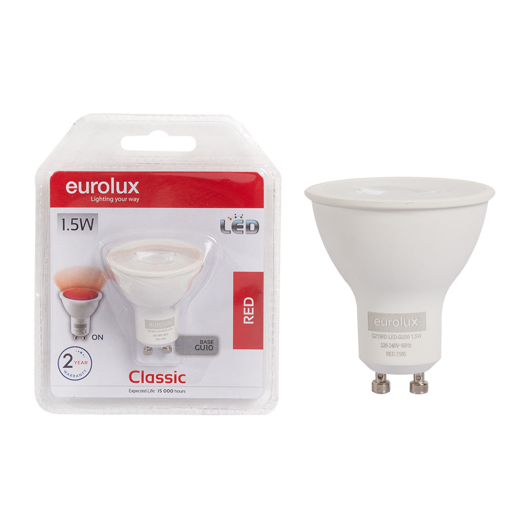 Eurolux LED Coloured Lamp GU10 1.5W 45lm Red