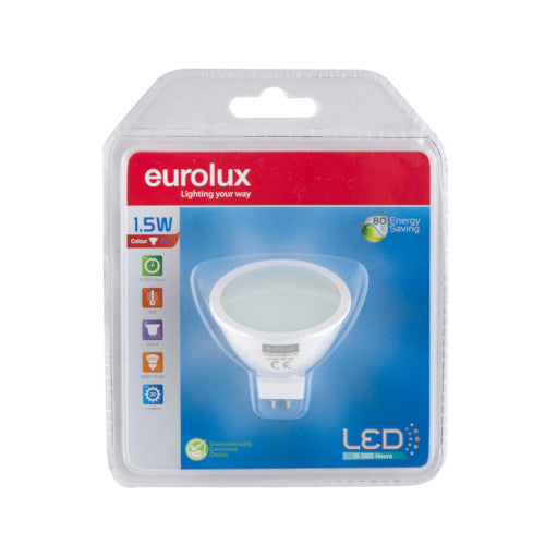 Eurolux LED 12V Coloured Bulb GU5.3 1.5W 30lm Red