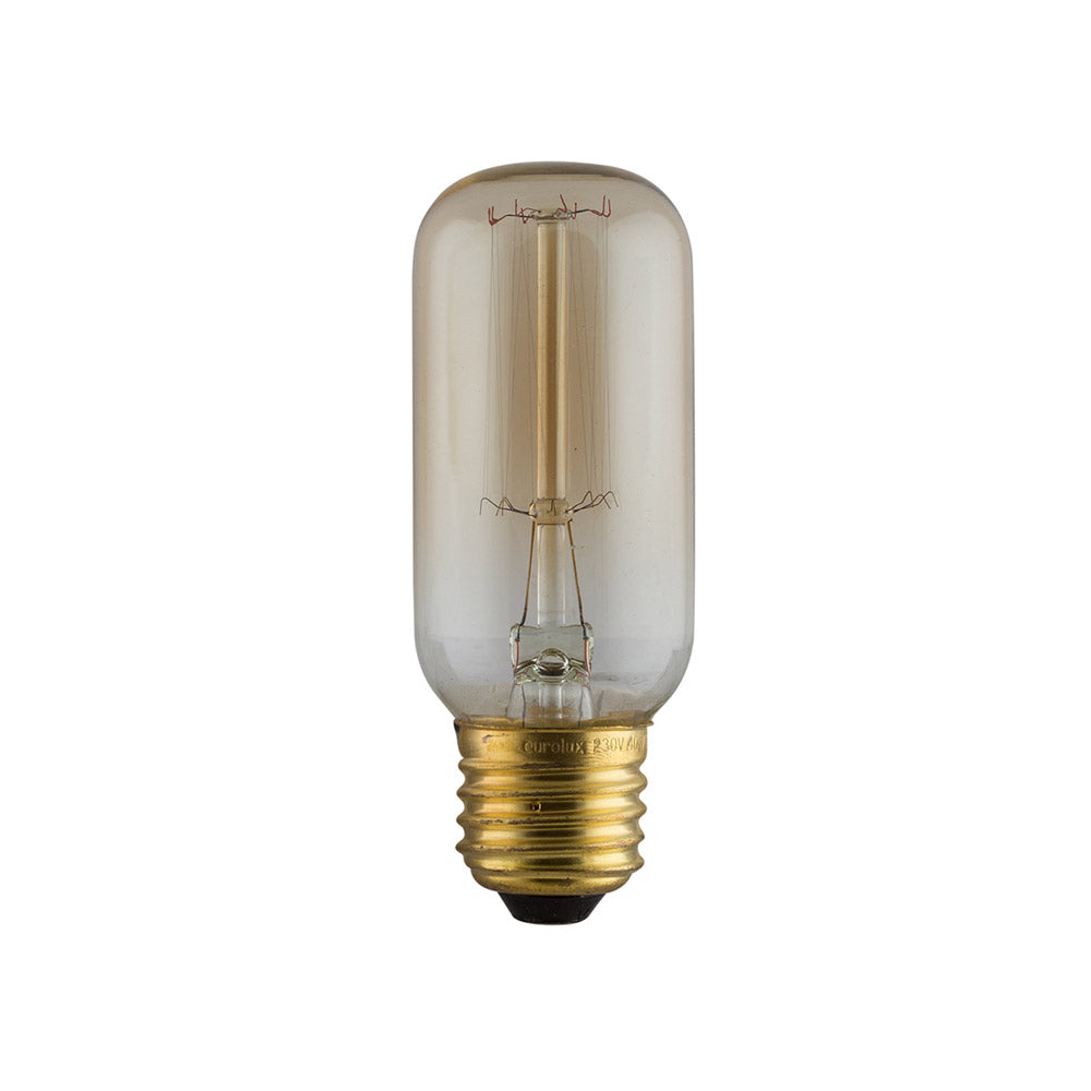 Amber Carbon Filament Round Mini Tubular E27 40W Warm White Bulb
