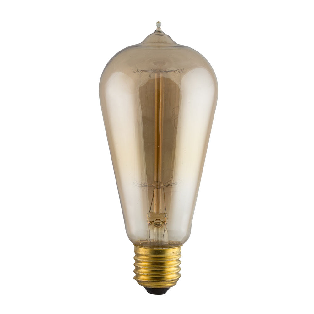 Amber Carbon Filament Pear with Nipple E27 60W 260lm Warm White Bulb