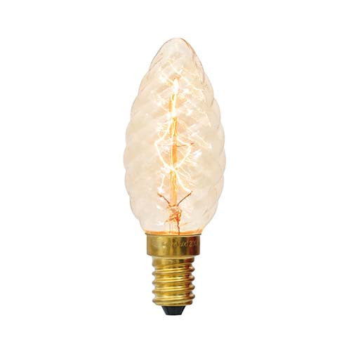 Carbon Filament Zig-Zag Spiral Candle C35 E14 40W Warm White Bulb