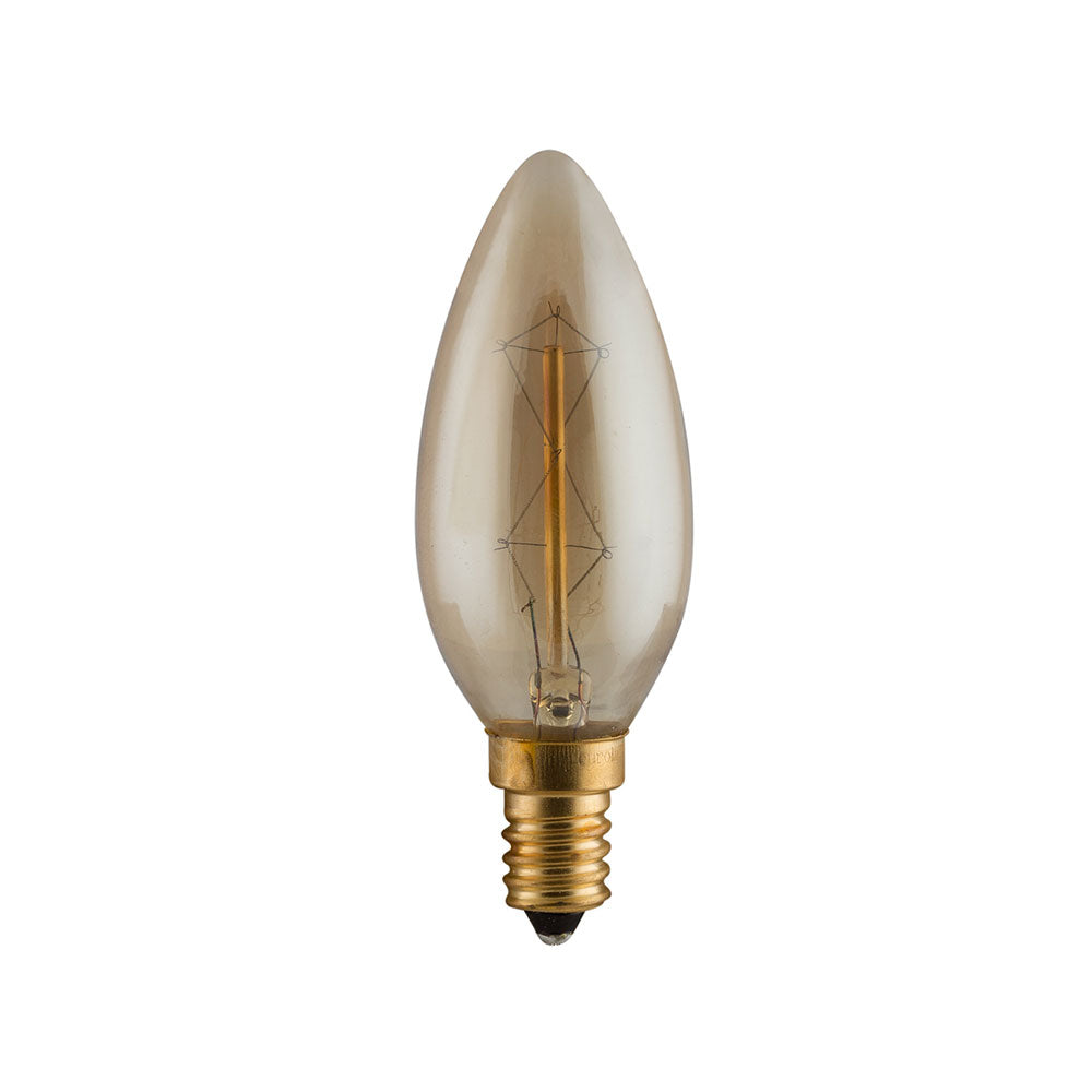 Amber Carbon Filament Candle E14 40W Warm White Bulb