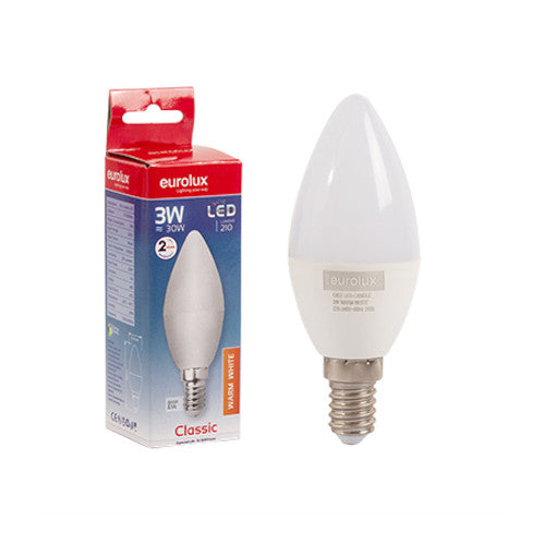 Eurolux LED Candle Bulb E14 4W 210lm 3000K - Opal