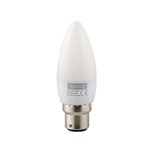 Eurolux LED Candle Bulb B22 3W 210lm 3000K - Opal