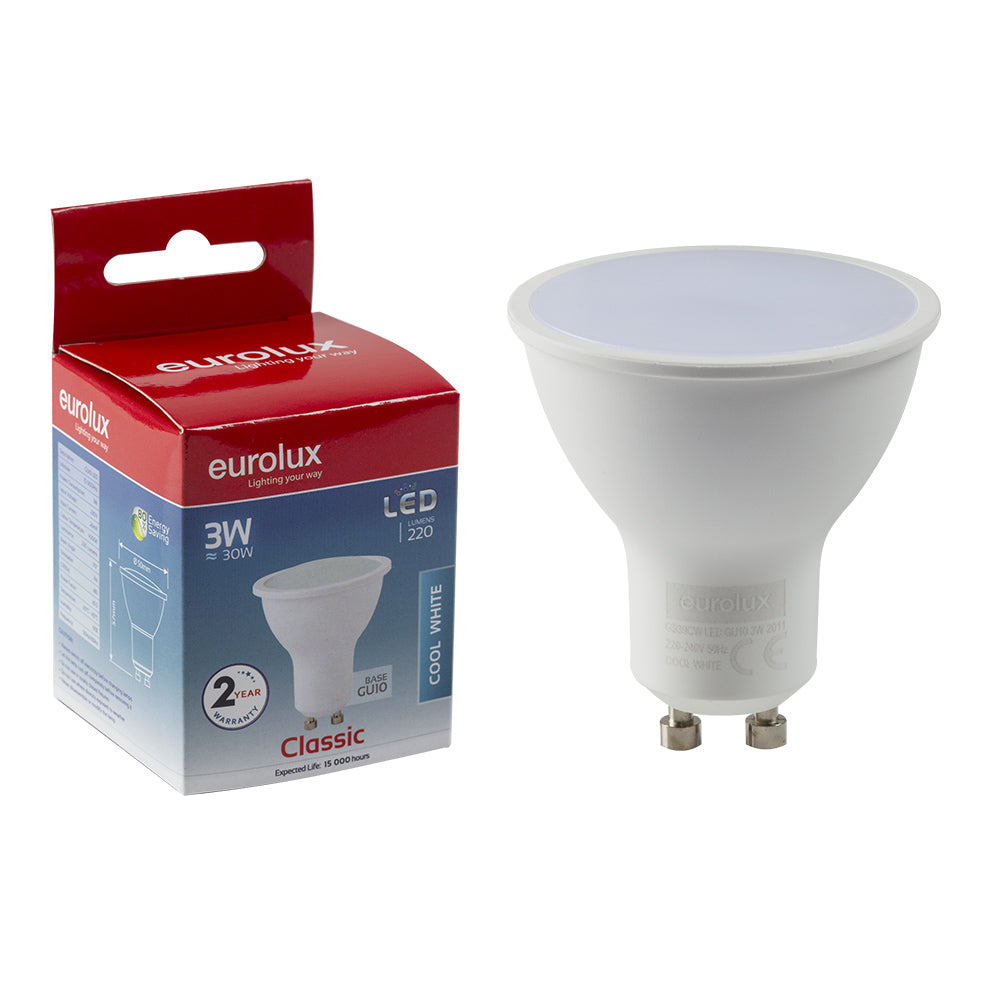 Eurolux LED Bulb GU10 3W 220lm Cool White