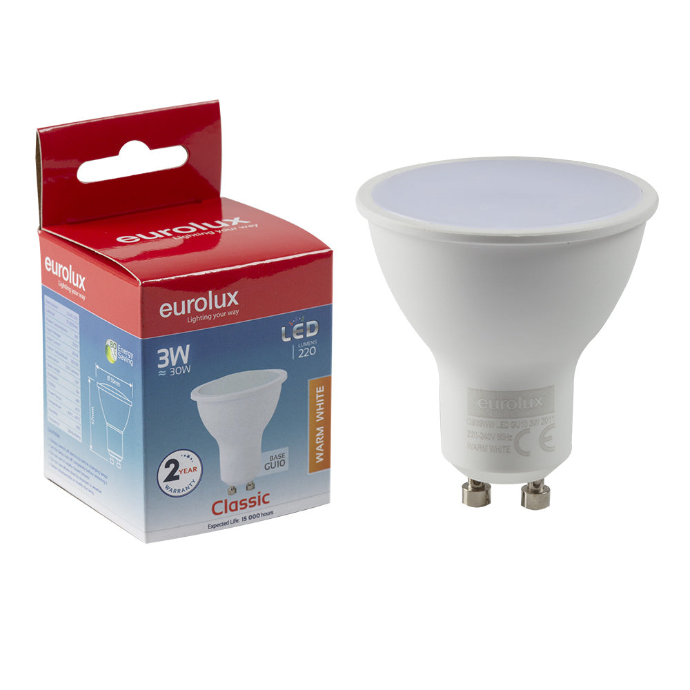 Eurolux LED Bulb GU10 3W 220lm Warm White