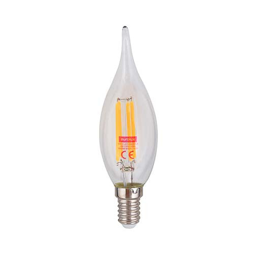 Eurolux LED Filament Flame Candle Bulb E14 4W 310lm 3000K