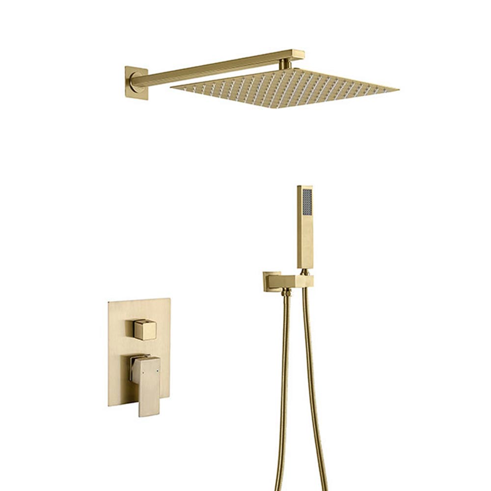 Trendy Taps Square Concealed Shower Set with Hose Brushed Gold