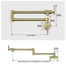 Load image into Gallery viewer, Trendy Taps Aurum Modern Line Pot Filler - Brushed Gold
