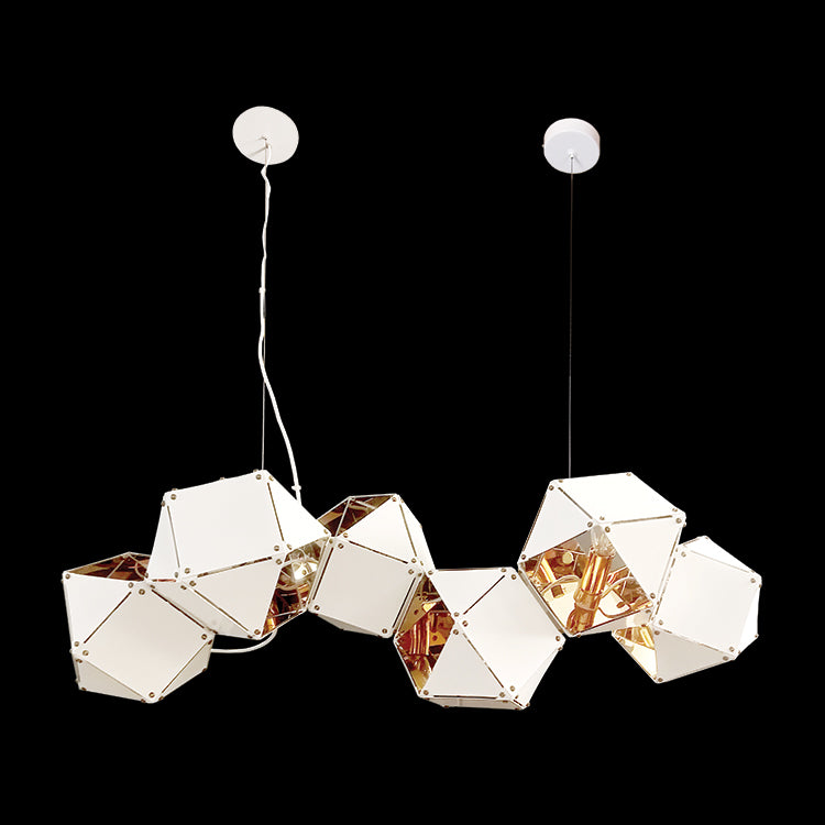 K. Light Magic Box 6 Light Pendant - White & Gold