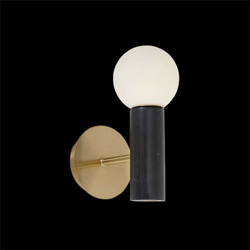 K. Light Marble Wall Light with Antique Brass Detail