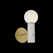 Load image into Gallery viewer, K. Light Marble Wall Light with Antique Brass Detail
