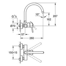 Load image into Gallery viewer, GROHE Concetto Wall Mount Sink Mixer
