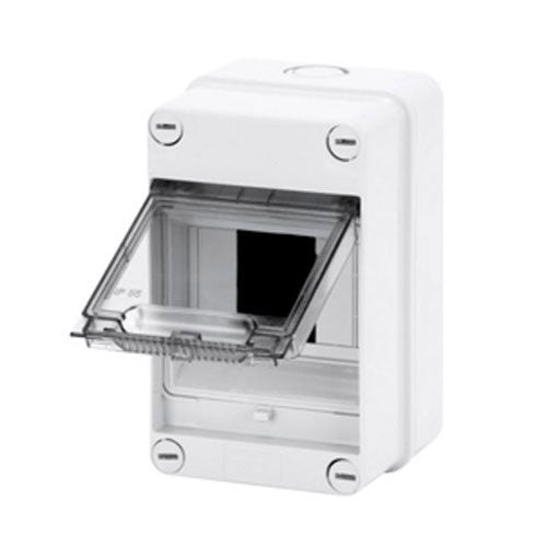 Gewiss 4-Way Surface Mount Distribution Board with Clear Door