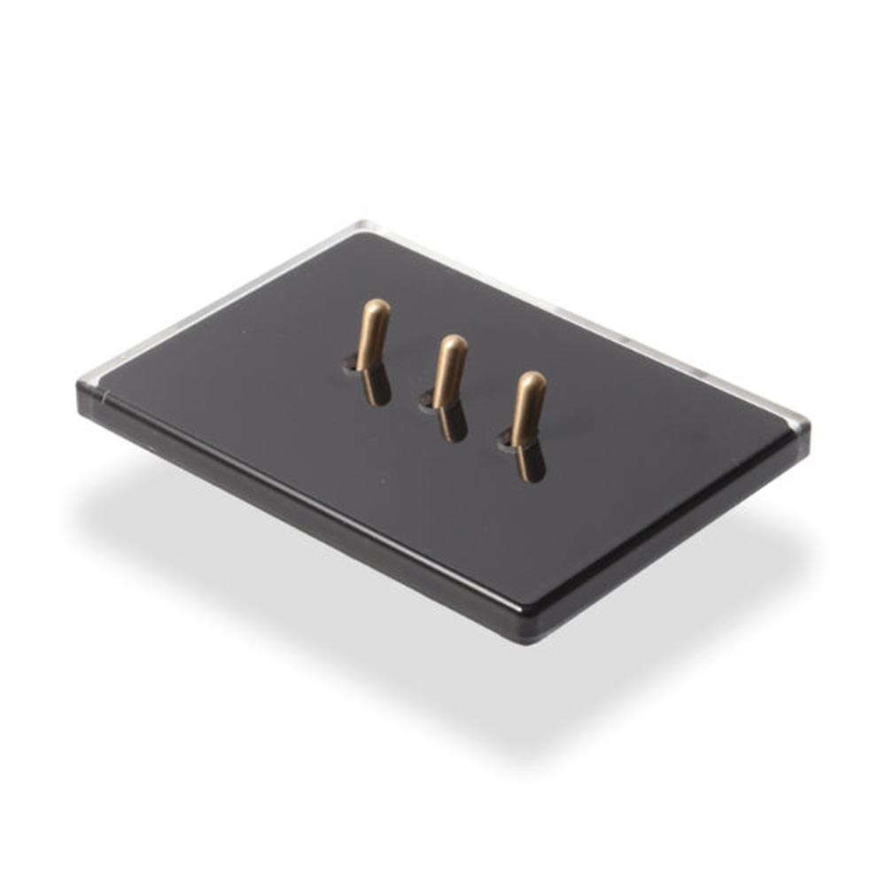 Lumen8 ICE 3 Lever 2-Way Light Switch with Brass Toggle 4 x 2 - White