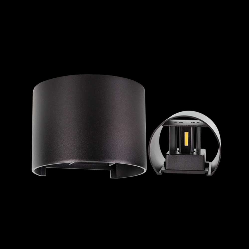 K. Light Round Up & Down LED Wall Light 6W 310lm 3000K - Black