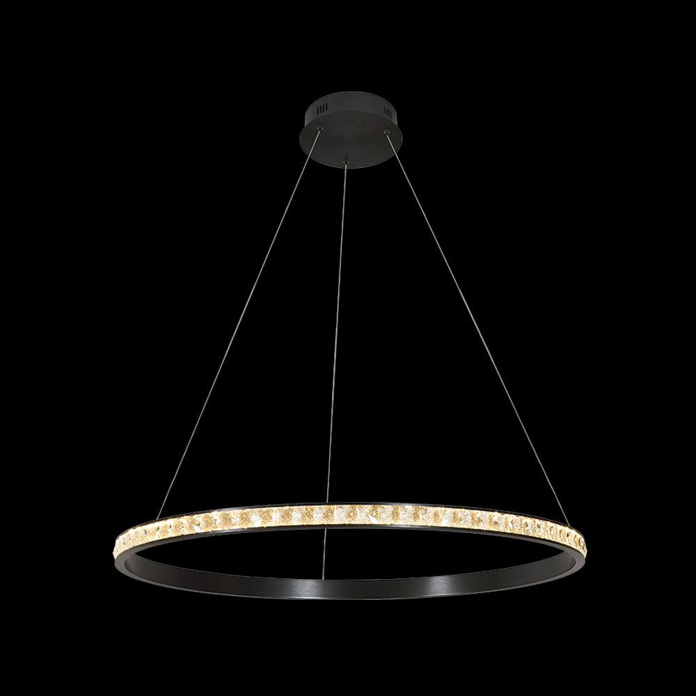 K. Light Crystal Ring LED Pendant 36W 1800lm 3000K - Black