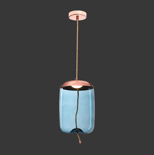 K. Light Bee Hive Glass & Rope LED Pendant 3000K - Blue / Copper