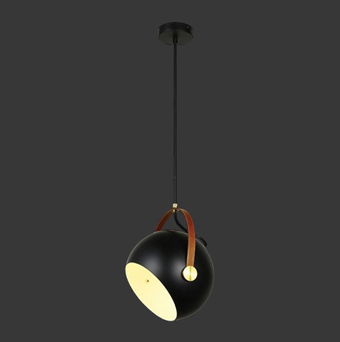 K. Light Leather & Iron Ball Pendant