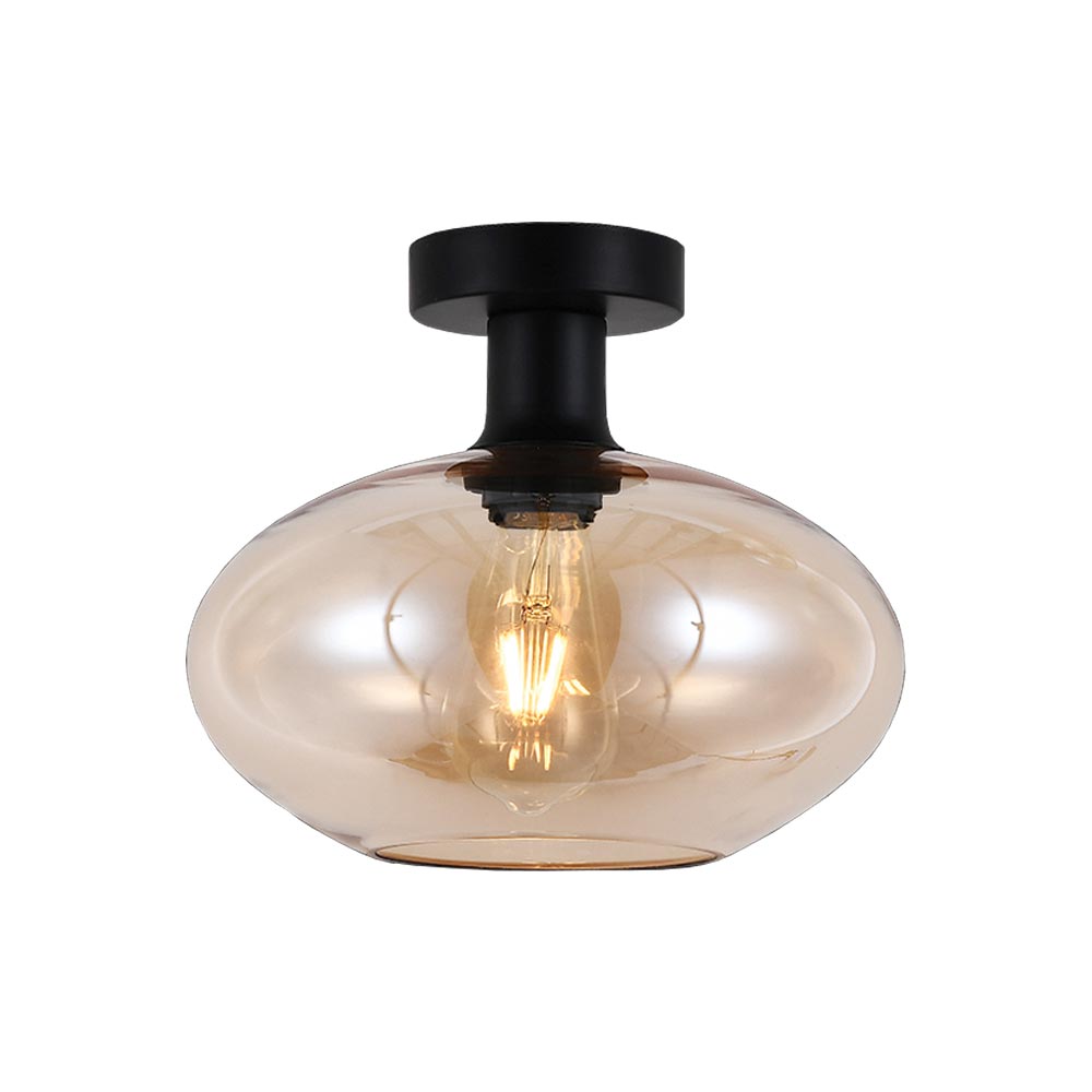 K. Light Orb Large Glass Ceiling Light - Amber