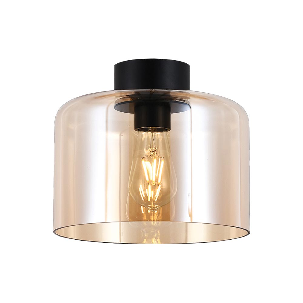 K. Light Drum Glass Ceiling Light - Amber