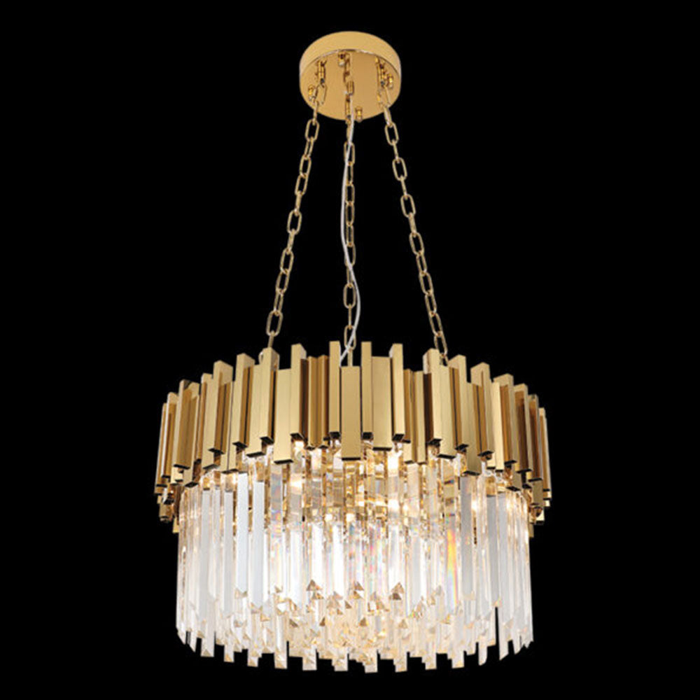K. Light K9 Crystal 9 Light Medium Chandelier - Gold