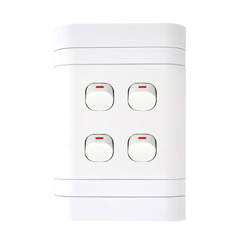 Lesco Cover Strip 4 Lever with 2-Way Light Switch 4 x 2