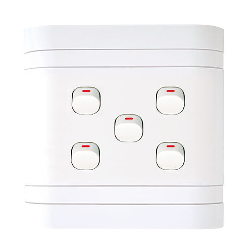 Lesco Cover Strip 5 Lever 1-Way Light Switch 4 x 4
