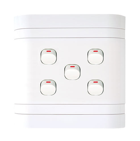 Lesco Cover Strip 5 Lever with 2-Way Light Switch 4 x 4
