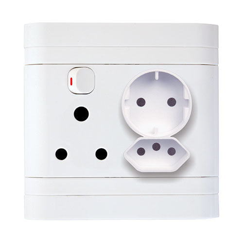 Lesco Cover Strip RSA Slimline Schuko Combo Socket 4 x 4