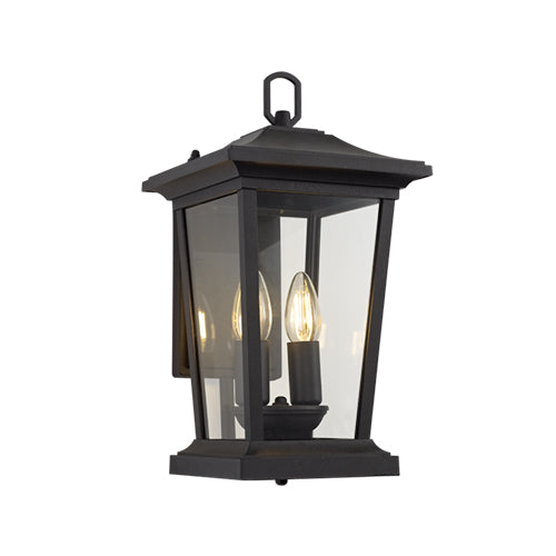 Bright Star Down Facing Aluminum Lantern with Clear Glass - Black