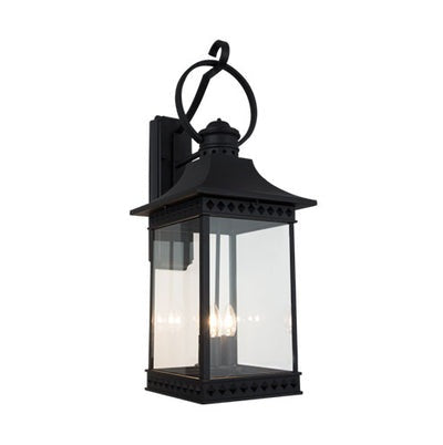 Bright Star Down Facing Aluminium Lantern with Clear Glass - Black