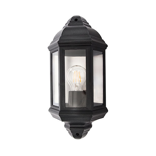 Bright Star Half Lantern Wall Light - Black