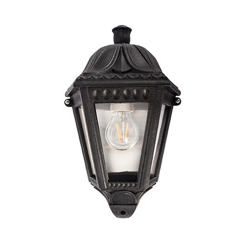 Bright Star Vintage Half Lantern Wall Light - Black