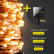 Load image into Gallery viewer, Litehouse Solar Copper Wire LED Fairy Lights Warm White

