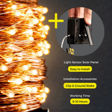 Load image into Gallery viewer, Litehouse Solar Copper Wire LED Fairy Lights Warm White
