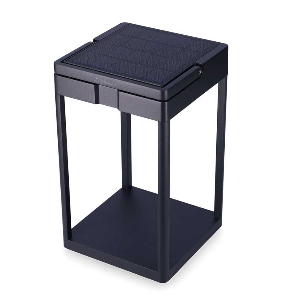 Litehouse Outdoor Solar Lantern with Touch Control - Black