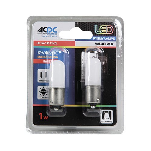LED Pygmy Lamp BA15S 1W 12V 60-80lm 4200K (2)